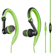 Casque Sport Intra-Auriculaire Pour Running Avec Micro Et Crochets Ajustables Vert YONIS