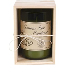Bougie parfumée - Bouteille de vin - Coffret bois - Parfum bois de santal - 13cm