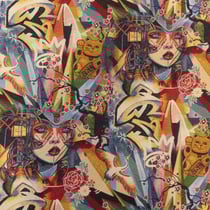 Tissu Jacquard Japan graff Jaune - Au mètre