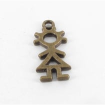 MégaCréa - Breloque en métal bonhomme fille Bronze (10 pièces)