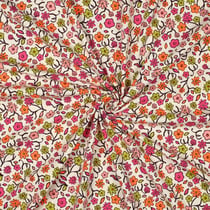 Tissu Jersey Coton imprimé Petites fleurs multicolores sur fond Ecru