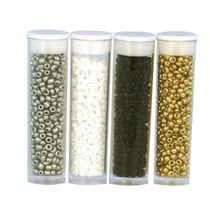 MégaCréa DIY - Perle Rocaille tubes 8 g Blanc Argent Or Noir 4 pièces