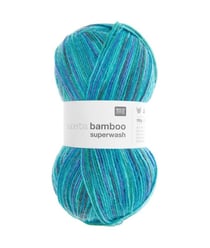 Pelote de laine à chaussettes à tricoter Superba bamboo superwash - 100GR - Rico Design 046 bleu - Aqua