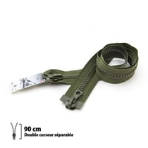 Fermeture éclair Z78 - 9mm Séparable double curseur Kaki - 90 cm