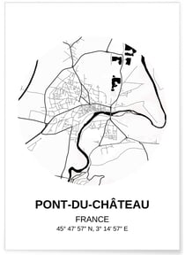 Affiche Carte Pont-du-Château | A3 : 29,7x42cm