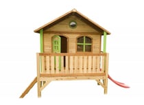 AXI Cabane enfant Brun vert avec toboggan Rouge - Axi House