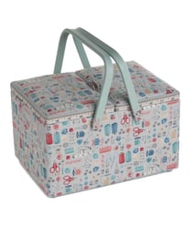 Panier à couture motif Mercerie - 21x30.5x19.5cm - Distrifil Ecru