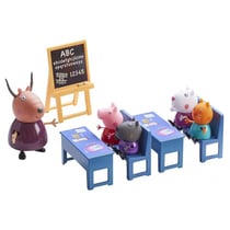 La salle de classe de peppa pig avec 5 personnages - figurines - mini univers ecole