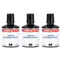 Lot de 3 recharges d'encre pour marqueur permanent EDDING T100 ml - Noir