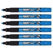 Lot de 6 marqueurs permanents pointe ogive 2 mm - PENTEL - MMP20 PAINT MARKER - Bleu
