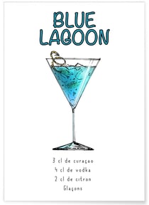 Affiche Cocktail Blue Lagoon | A3 : 29,7x42cm