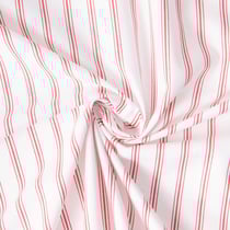 Tissu Coton imprimé Arty rayures Rouge sur fond Blanc