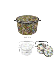 Boîte à couture ronde 22x13,5cm plumes multicolores