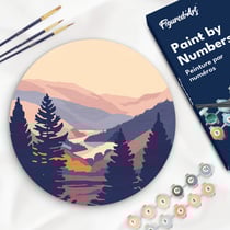 Peinture par Numéro sur disque en bois Figured'Art - Vallée d'Automne - Kit de Loisir Créatif DIY Numéro d'Art Complet - 30cm de diamètre