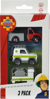 Coffret 3 véhicules en métal sam le pompier - phoenix et jeep animal avec remorque - camion - voiture miniature - dickie 203099629038