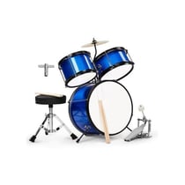 LALAHO - Batterie enfant complète - Kit 3 pièces - Bleu - Tabouret et baguettes