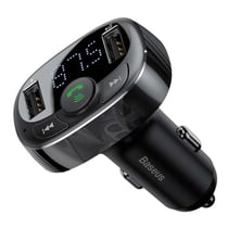 Baseus Chargeur Voiture Double USB avec Transmetteur FM avec Bluetooth Noir