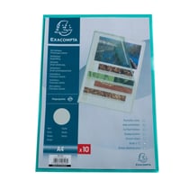 Sachet 10 pochettes coin polypropylène grainé 12/100e - A4 - Vert - x 10 - Exacompta