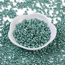 1000 perles de rocaille vert métallisé diamètre 2 mm 12/0 - création bijoux