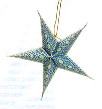 Etoile en papier 5 pièces Ivoire/Turquoise
