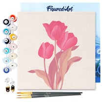 Mini Peinture par Numéro Figured'Art 20x20cm avec cadre 3 Tulipes roses - Petit Format