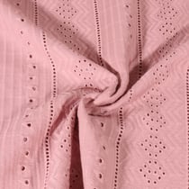 Tissu Voile de Coton brodé abstrait Vieux rose