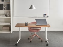 Bureau Marron et Blanc Structure en Métal Pliant Rectangulaire 120 x 60 cm avec Roulettes Style Moderne