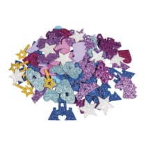 Caoutchouc mousse Fable Mix Paillettes, 3 - 4cm, autocollant, 80 pces