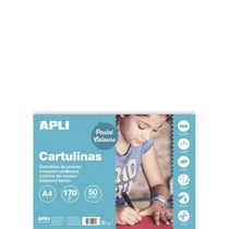 Apli 14229 - Carton de couleur blanc Format A4 180gr. 210x297mm