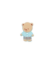 Carte de 3 boutons Ourson blanc 15mm - Union Knopf Bleu Clair