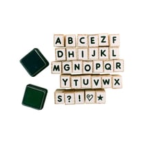 MégaCréa DIY - Tampons en bois Alphabet 1 cm + 2 encreurs