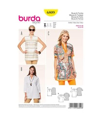 Patron Burda 6809 Blouse et tunique du 34 au 46 taille n°FR 34-46