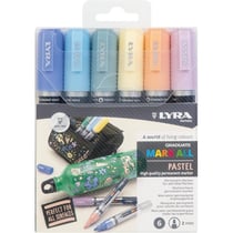 Marqueurs - Indélébile - Permanent - 6 couleurs pastel - Pointe ronde 2mm - Lyra