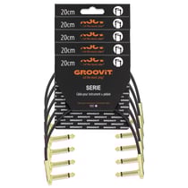 GROOVIT® Câble Patch Plat 20cm Embout Gold (Pack x5) - Pour Pédale d'Effets