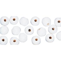 Perles en bois FSC 100%, polies, 12mm 32 pièces , blanc