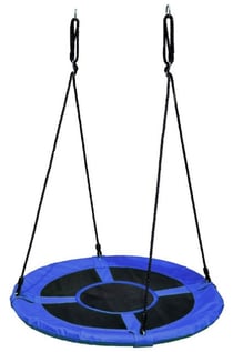 Grande balançoire nid d'oiseau rond bleu 100 cm pour portique - agres - jeu plein air