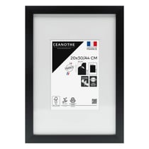 Cadre photo 20x30 cm Milan noir  avec passe-partout 13x18 cm