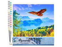 Peinture par Numéro Figured'Art - Aigle et Paysage de Suisse - Kit de Loisir Créatif DIY Numéro d'Art Complet - 40x50cm sans châssis en bois