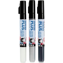 Marqueur Plus Color, L : 14,5 cm, trait 0,7 mm, noir, blanc cassé, rain grey, 5,5 ml, 3pièces/ 1 Pq.