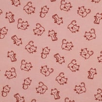 Tissu Coton imprimé Patachat rouge sur fond Rose poudré - Au mètre