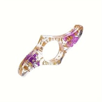 Bague de lecture en résine florale-forme vague mauve