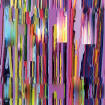 Tissu Voile de Coton digital Peinture colorée sur fond Mauve - Au mètre