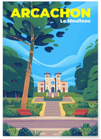 Affiche ville Arcachon - Le Moulleau | A3 : 29,7x42cm