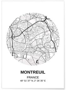 Affiche Carte Montreuil | A3 : 29,7x42cm