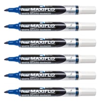 Lot de 6 marqueurs tableaux blancs effaçables - PENTEL - Pointe biseautée moyenne - Bleu