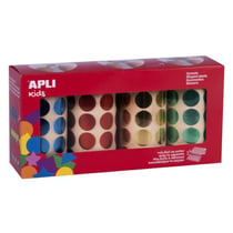 Apli Agipa - Gommettes 4 rouleaux Rond métallisé Ø 20 mm bleu rouge or vert
