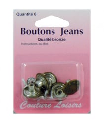 Boutons jeans couleur bronze X 6 - Distrifil Bz Marron