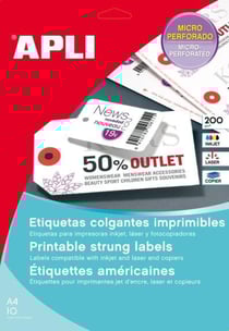 Étiquettes à fil imprimables 36 x 53 mm 10 feuilles