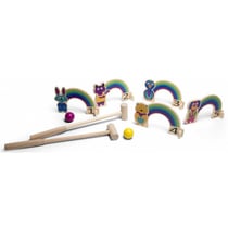 Jeu de croquet en bois arc en ciel des animaux - jeu d'adresse enfant - bs toys
