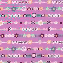 Tissu popeline de Coton Peace sur fond Violet - Au mètre